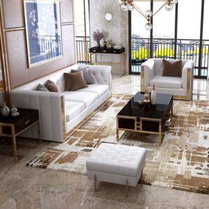 Majestic White and Gold Sofa Set